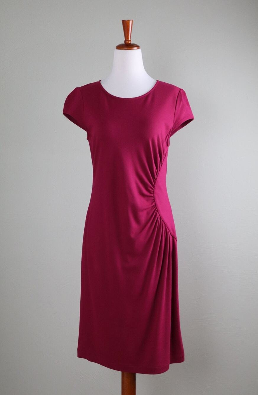 LAFAYETTE 148 New York Pink Stretch Shirred Side Sheath Dress Size 6 Petite